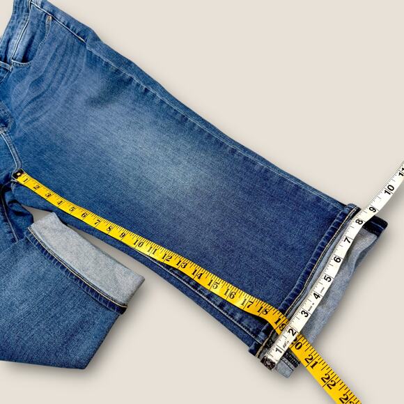 NYDJ Marilyn Straight Crop Cuffed Blue Washed Jeans Lift Tuck Stretchy Size 18 - Picture 10 of 11